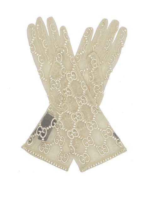 gucci gloves lace white|farfetch Gucci lace gloves.